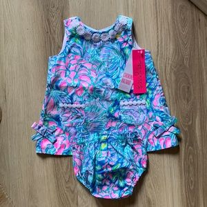 Lilly Pulitzer Baby girl shift dress with bloomers in full bloom
